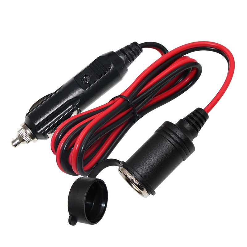 SPARKING 6FT Car Cigarette Lighter Extension Cord - Male Plug to Female Socket 16AWG Heavy Duty Cable With LED Lights for Tire Pump, Air Compressor - Image 1